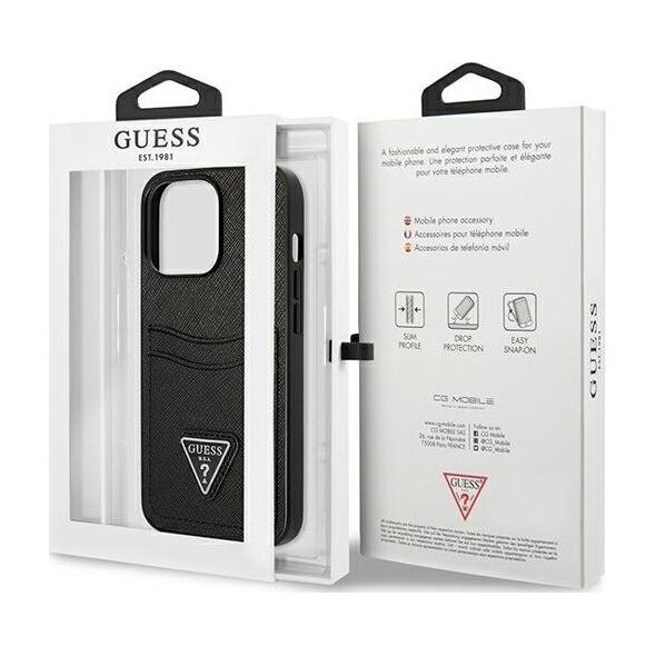 Guess Guess GUHCP13LPSATPK iPhone 13 Pro / 13 6,1" czarny/black hardcase SaffianoTriangle Logo Cardslot
