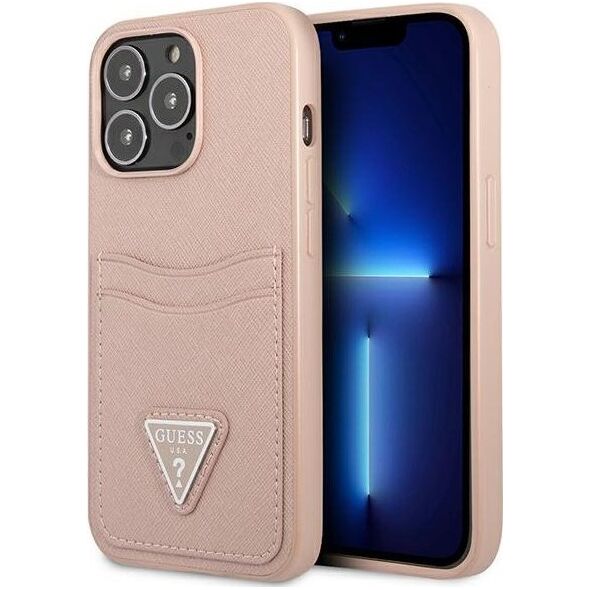 Guess Guess GUHCP13LPSATPP iPhone 13 Pro / 13 6,1" różowy/pink hardcase SaffianoTriangle Logo Cardslot
