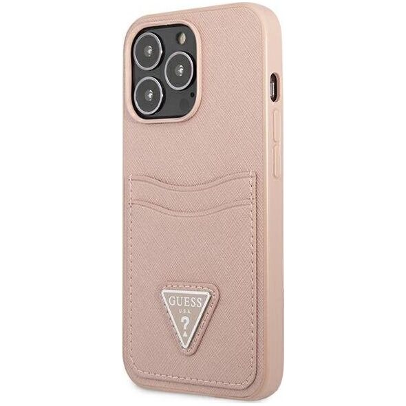 Guess Guess GUHCP13LPSATPP iPhone 13 Pro / 13 6,1" różowy/pink hardcase SaffianoTriangle Logo Cardslot