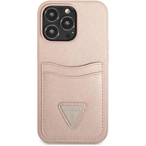 Guess Guess GUHCP13LPSATPP iPhone 13 Pro / 13 6,1" różowy/pink hardcase SaffianoTriangle Logo Cardslot
