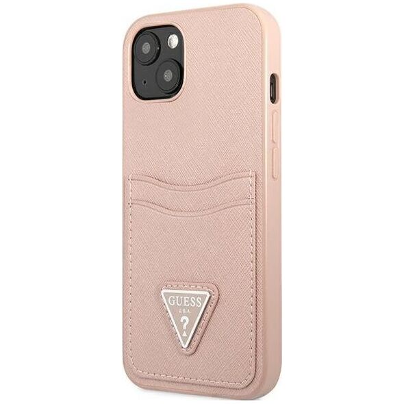 Guess Guess GUHCP13SPSATPP iPhone 13 mini 5,4" różowy/pink hardcase SaffianoTriangle Logo Cardslot