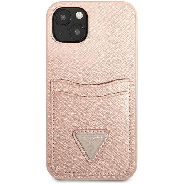 Guess Guess GUHCP13SPSATPP iPhone 13 mini 5,4" różowy/pink hardcase SaffianoTriangle Logo Cardslot