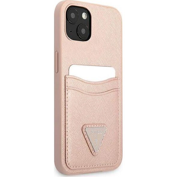 Guess Guess GUHCP13SPSATPP iPhone 13 mini 5,4" różowy/pink hardcase SaffianoTriangle Logo Cardslot