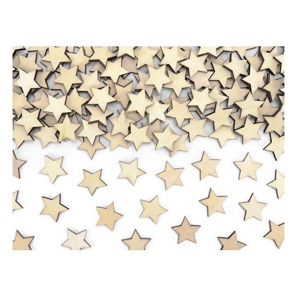 Party Deco Drewniane konfetti gwiazdki 50 sztuk one size