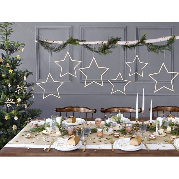 Party Deco Drewniane konfetti gwiazdki 50 sztuk one size