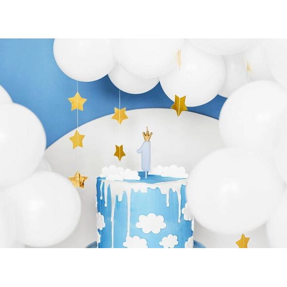 Party Deco Świeczka urodzinowa Cyferka 1, jasny niebieski, 9.5 cm one size