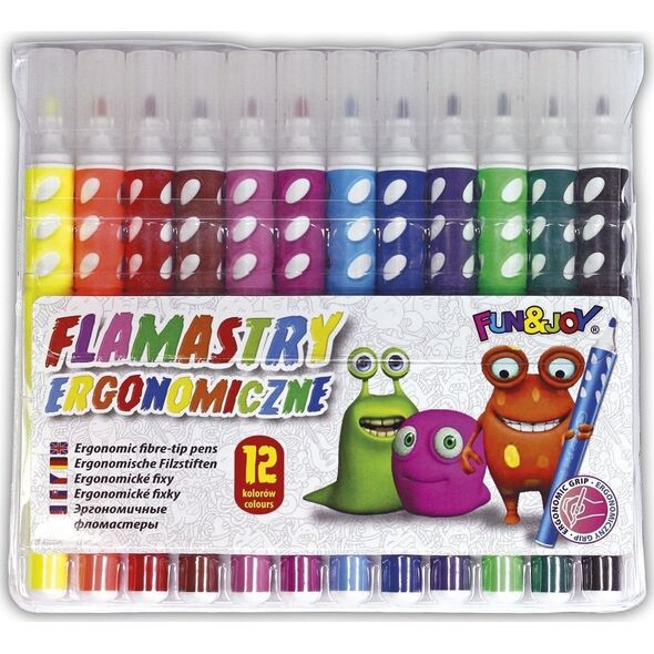 Titanum Flamastry ergonomiczne 12 kolorów Fun&Joy