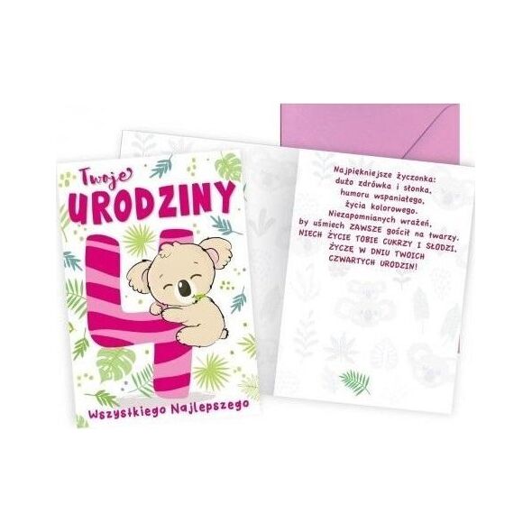 KUKARTKA Karnet Urodziny 4 koala