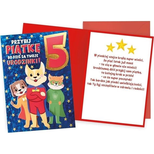 KUKARTKA Karnet Urodziny 5 pieski