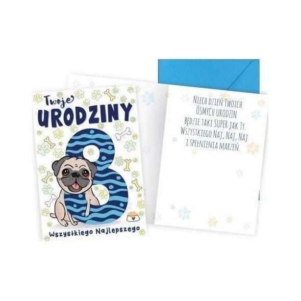 KUKARTKA Karnet B6 Urodziny 8 piesek