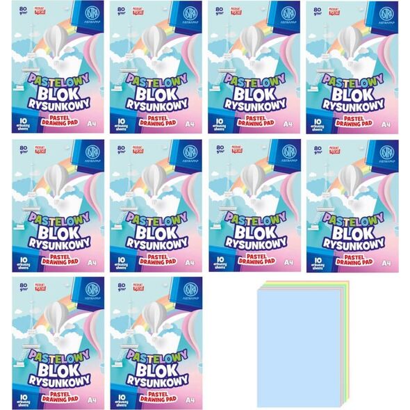 Astra Blok rysunkowy A4 pastel 10k 80g/m2 ASTRA 10szt