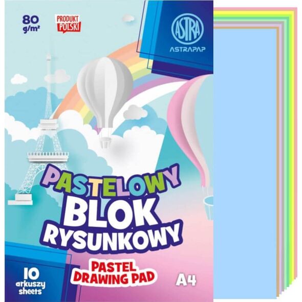 Astra Blok rysunkowy A4 pastel 10k 80g/m2 ASTRA 10szt