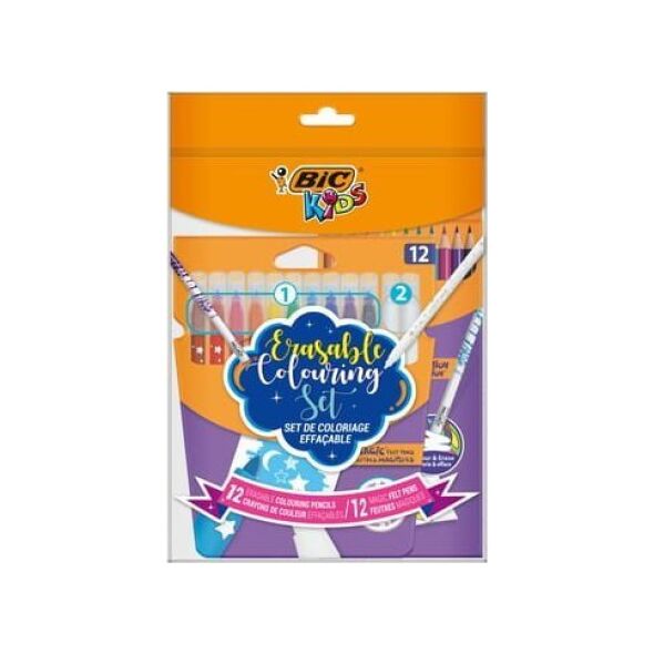 Bic BIC Kids Erasable Coloring Set Zestaw wymazywalny Pouch 12+12szt  [0|0]