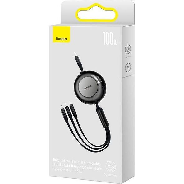 Kabel USB Baseus USB-C - USB-C + microUSB + Lightning 1.1 m Czarny (CAMJ010201)