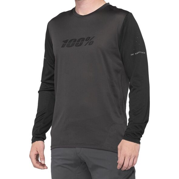 100% Koszulka męska 100% RIDECAMP Long Sleeve Jersey długi rękaw Black Charcoal roz. XL