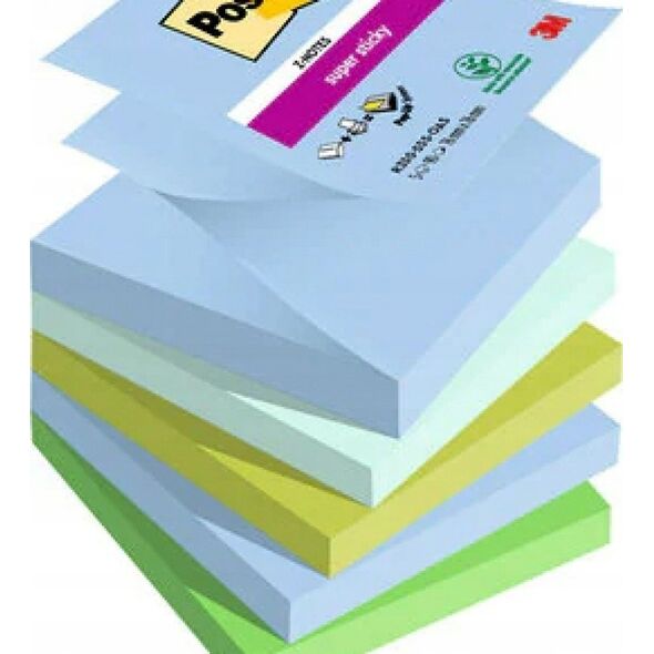 Post-It 3M Bloczek samoprzylepny POST-IT® Super sticky Z-Notes (R330-5SS-OAS), 76x76mm, 5x90 kart.