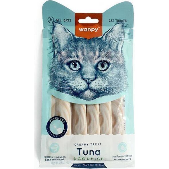 Wanpy Kot 70g Krem z tuńczykiem i dorszem 5*14g /12 (P87111/WK)