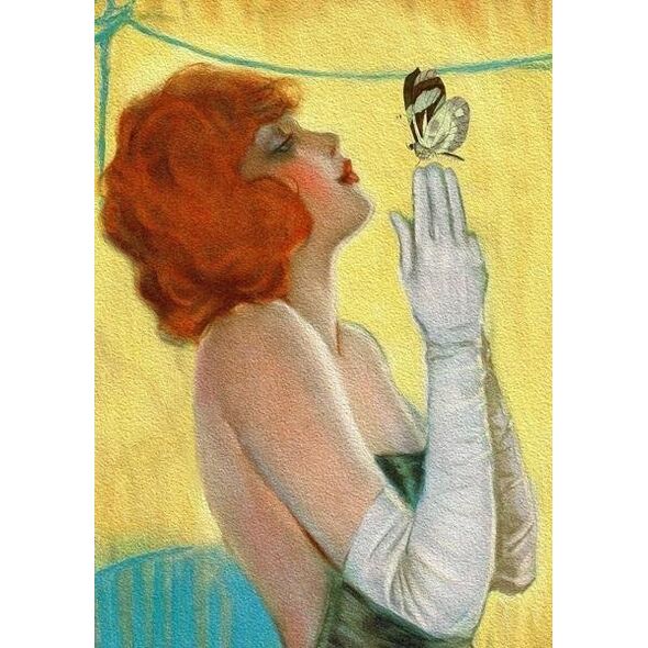 Madame Treacle Karnet B6 z kopertą Kobieta i motyl
