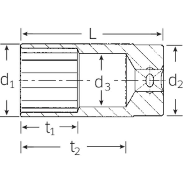 Stahlwille Nasadka 1/2" 32mm, 12-kątna, długa