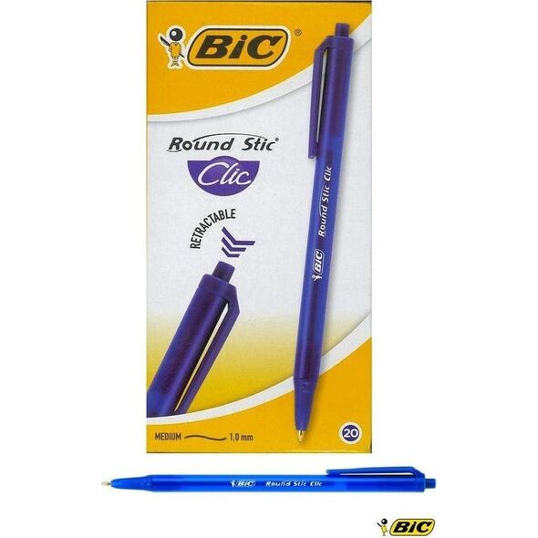 Bic Długopis Round Stic Clic niebieski (20szt) BIC
