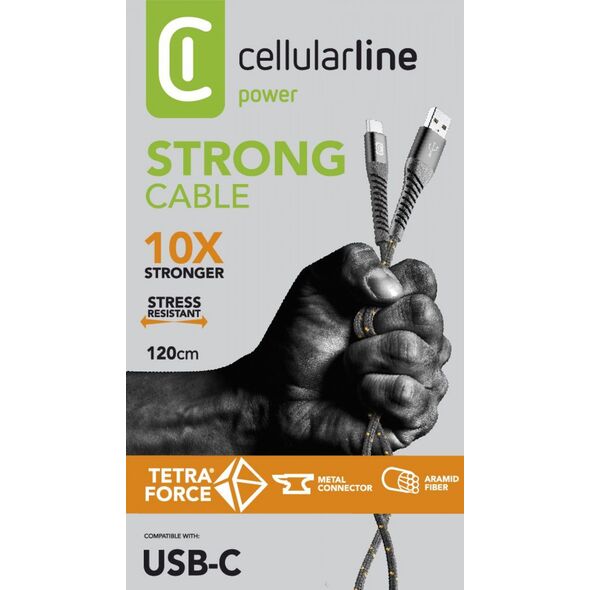 Kabel USB Cellular Line USB-A - USB-C 1.2 m Czarny (TETRACABTYC1MK)