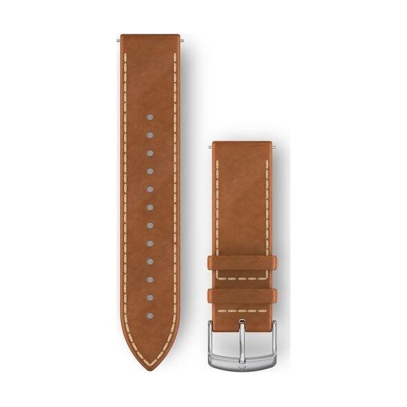 Garmin Garmin Ersatzarmband 20mm Leder Hellbraun mit Naht/Silber