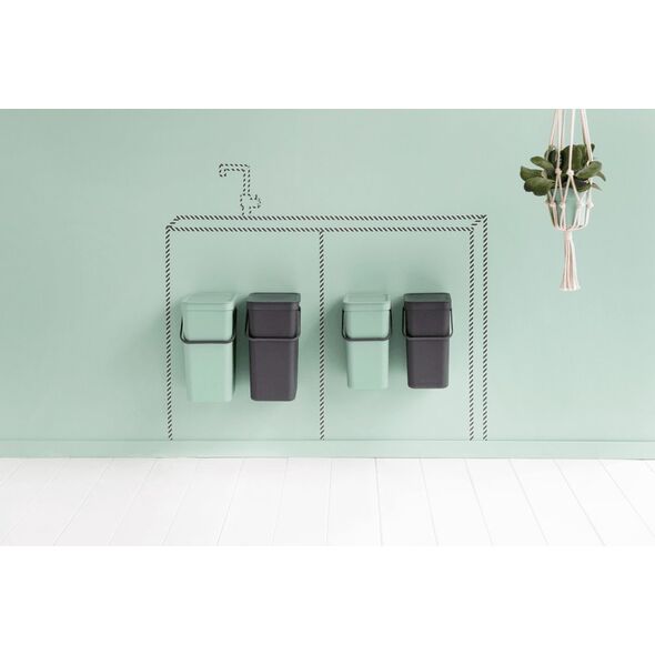 Kosz na śmieci Brabantia Kosz szafkowy Sort&Go 2x16l Jade Green/ Grey 214462