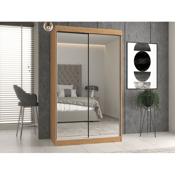 Topeshop SZAFA PRZESUWNA IGA 120 CM DRZWI 2 LUSTRA DĄB ARTISAN