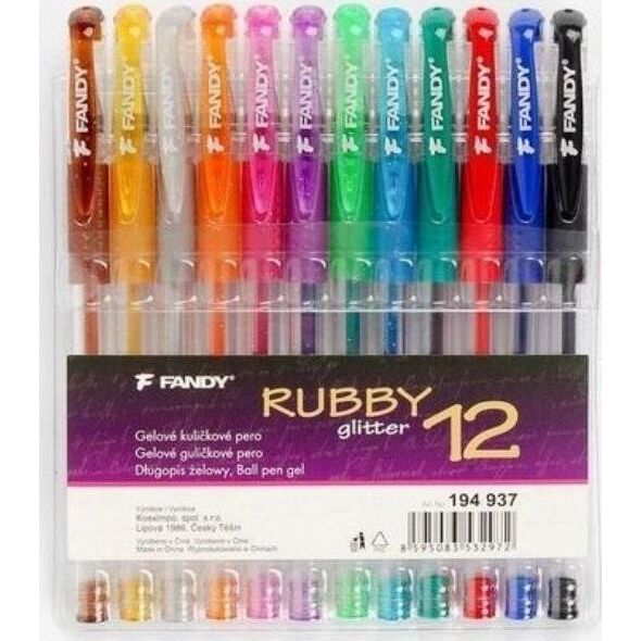 FANDY Długopis żelowy Rubby glitter 12 kolorów