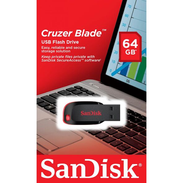 SanDisk Memory Stick 64GB, USB 2.0 - SanDisk (SDCZ50-064G-B35) - Black / Red 0619659097318 έως 12 άτοκες Δόσεις