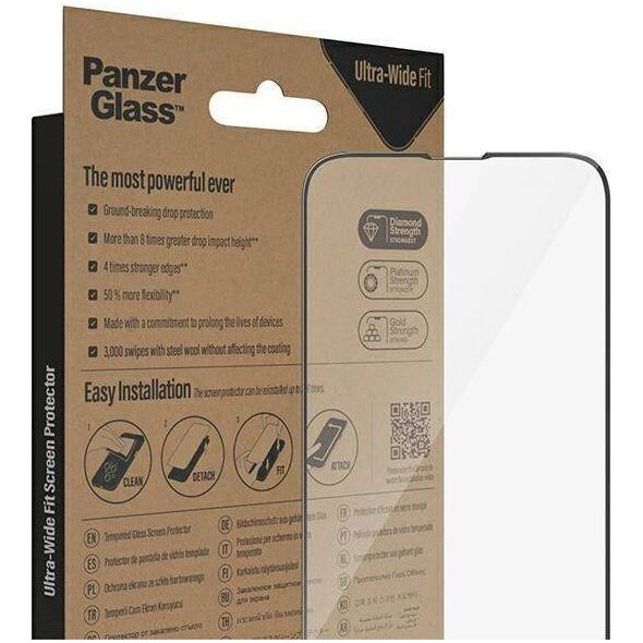 PanzerGlass PanzerGlass Ultra-Wide Fit - szkło antybakteryjne do iPhone 14 / 13 Pro/ 13 czarna ramka