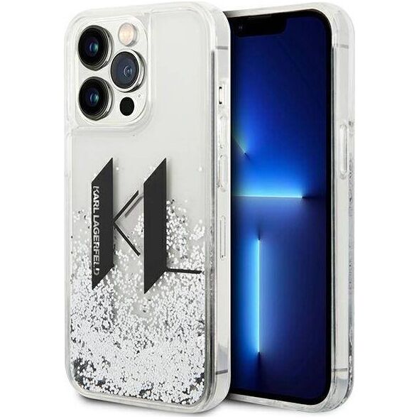 Karl Lagerfeld Etui Karl Lagerfeld Liquid Glitter Big KL HardCase do iPhone 14 Pro Max srebrne