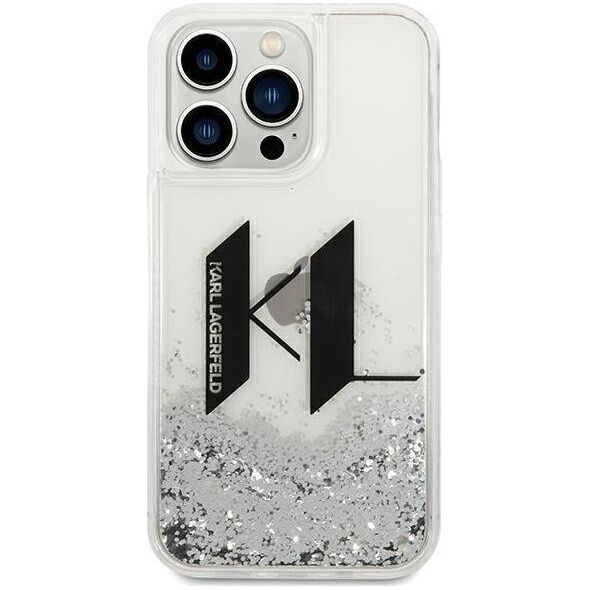 Karl Lagerfeld Etui Karl Lagerfeld Liquid Glitter Big KL HardCase do iPhone 14 Pro Max srebrne