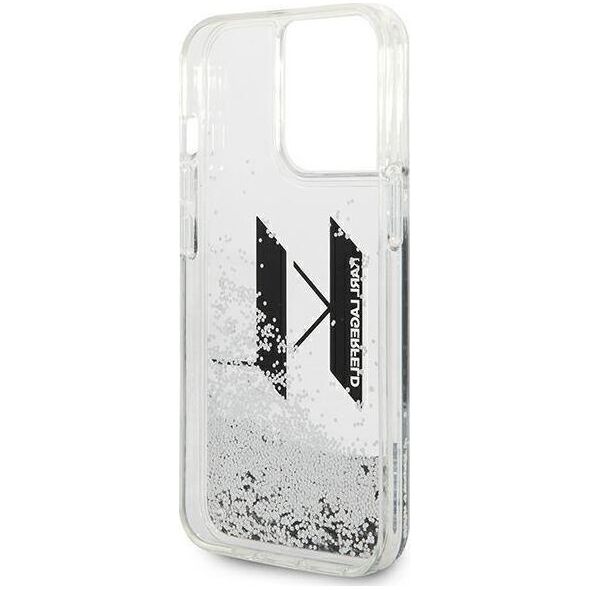 Karl Lagerfeld Etui Karl Lagerfeld Liquid Glitter Big KL HardCase do iPhone 14 Pro Max srebrne