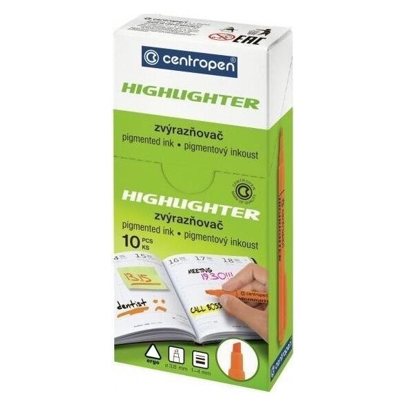 Centropen Cienki zakreślacz Highlighter fioletowy (10szt)