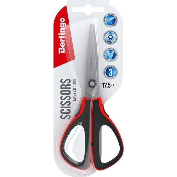 Berlingo Nożyczki Easycut 300 soft grip 17,5cm czerwone