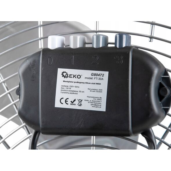 Wentylator Geko WENTYLATOR PODŁOGOWY 45CM STAL INOX (1) G80471 GEKO