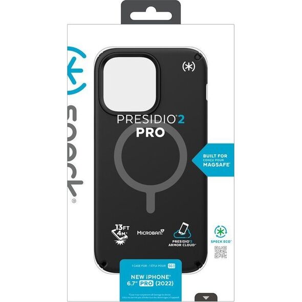 Speck Speck Presidio2 Pro + MagSafe - Etui iPhone 14 Pro Max z powłoką MICROBAN (Black / Black / White)