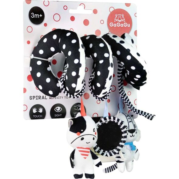 Tm Toys Zawieszki pluszowe ze spiralą tygrys, krowa, lusterko z rzepem