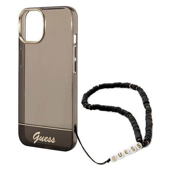 Guess Etui Guess GUHCP14SHGCOHK Apple iPhone 14 czarny/black hardcase Translucent Pearl Strap