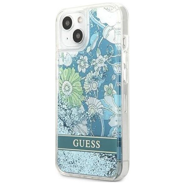 Guess Etui Guess GUHCP13MLFLSN Apple iPhone 13 zielony/green hardcase Flower Liquid Glitter