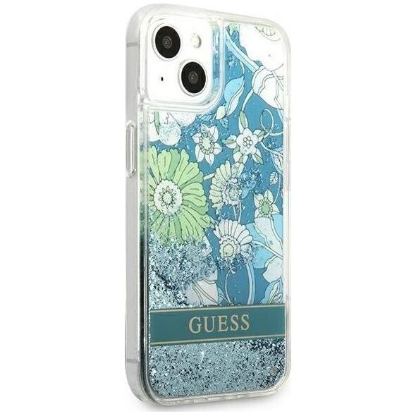 Guess Etui Guess GUHCP13MLFLSN Apple iPhone 13 zielony/green hardcase Flower Liquid Glitter