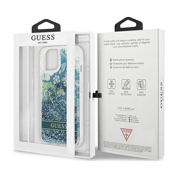 Guess Etui Guess GUHCP13MLFLSN Apple iPhone 13 zielony/green hardcase Flower Liquid Glitter