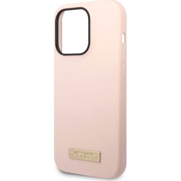 Guess Etui Guess GUHMP14XSBPLP Apple iPhone 14 Pro Max różowy/pink hard case Silicone Logo Plate MagSafe
