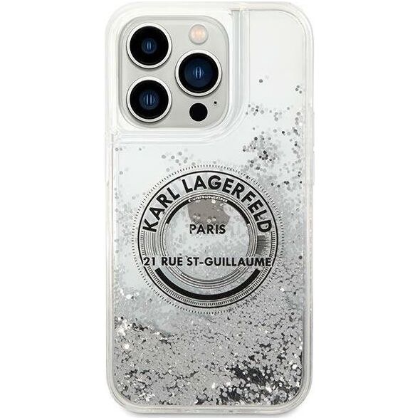 Karl Lagerfeld Etui Karl Lagerfeld KLHCP14XLCRSGRS Apple iPhone 14 Pro Max srebrny/silver hardcase Liquid Glitter RSG