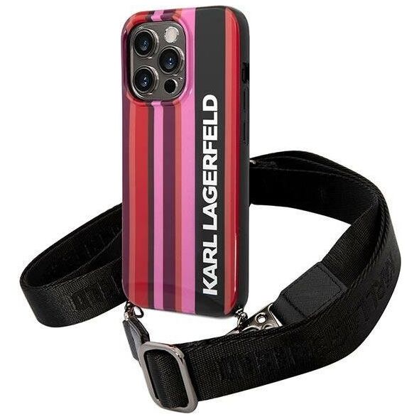 Karl Lagerfeld Etui Karl Lagerfeld KLHCP14XSTSTP Apple iPhone 14 Pro Max hardcase różowy/pink Color Stripes Strap
