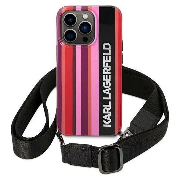 Karl Lagerfeld Etui Karl Lagerfeld KLHCP14XSTSTP Apple iPhone 14 Pro Max hardcase różowy/pink Color Stripes Strap