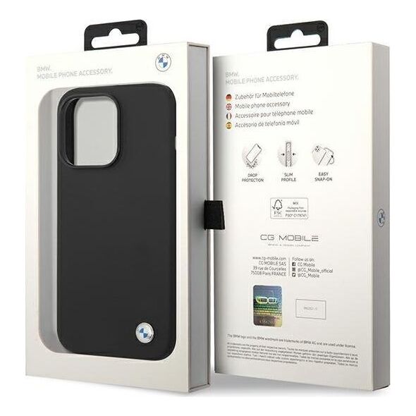 BMW Etui BMW BMHCP14LSILBK iPhone 14 Pro 6,1" czarny/black Silicone Metal Logo