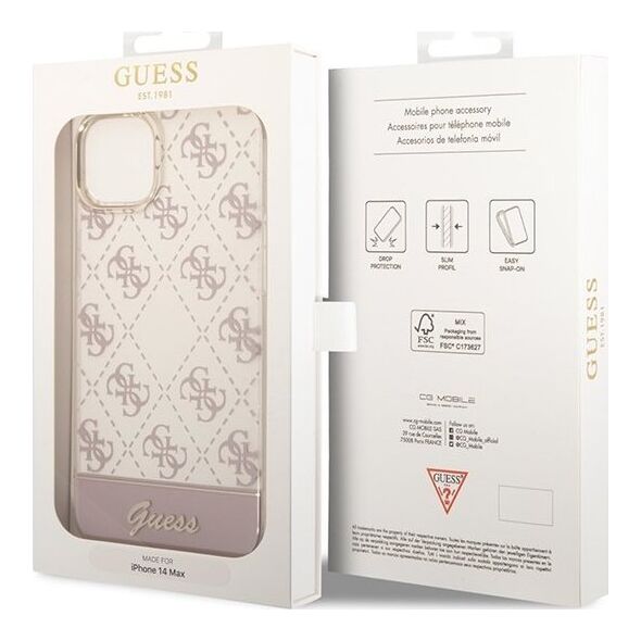 Guess Etui Guess GUHCP14MHG4MHP Apple iPhone 14 Plus różowy/pink hardcase 4G Pattern Script
