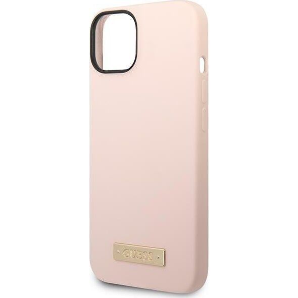 Guess Etui Guess GUHMP14MSBPLP Apple iPhone 14 Plus różowy/pink hard case Silicone Logo Plate MagSafe